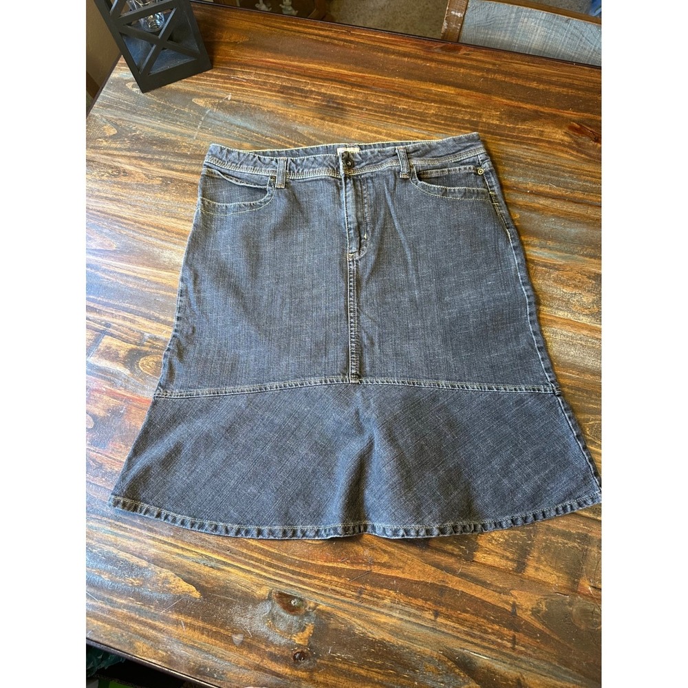 Denim Skirt A-Line Gray Canyon River Blues Casual Flared Hem Women's Sz‎ 14
